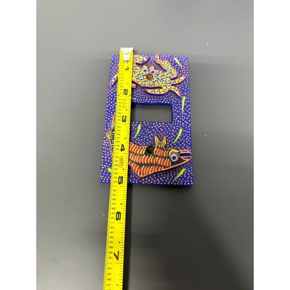 Hand-Painted Wood Folk Art Sea Life Light Switch Plates Lot of 3 Nautical Coast